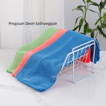 Sűrű szövésű mikroszálas tisztító kendő üveg- és tükörfelületekhez, négyzet alakú konyhai textil