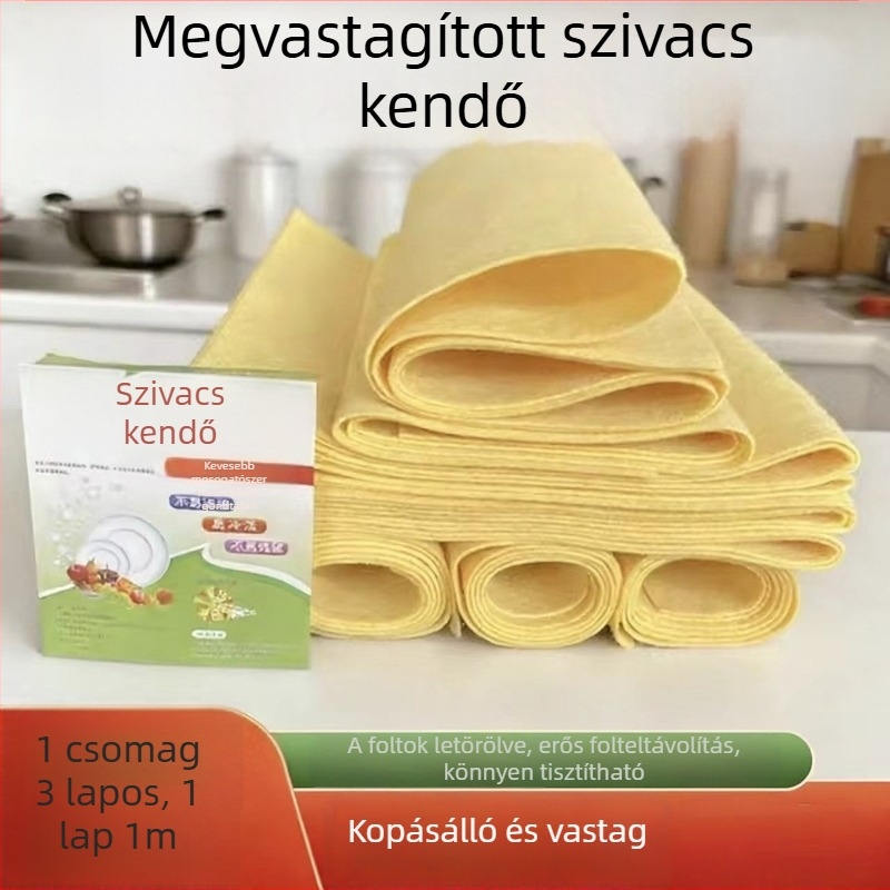 Sárga növényi rostból készült edénytisztító rongy, vastag, konyhai tisztításra