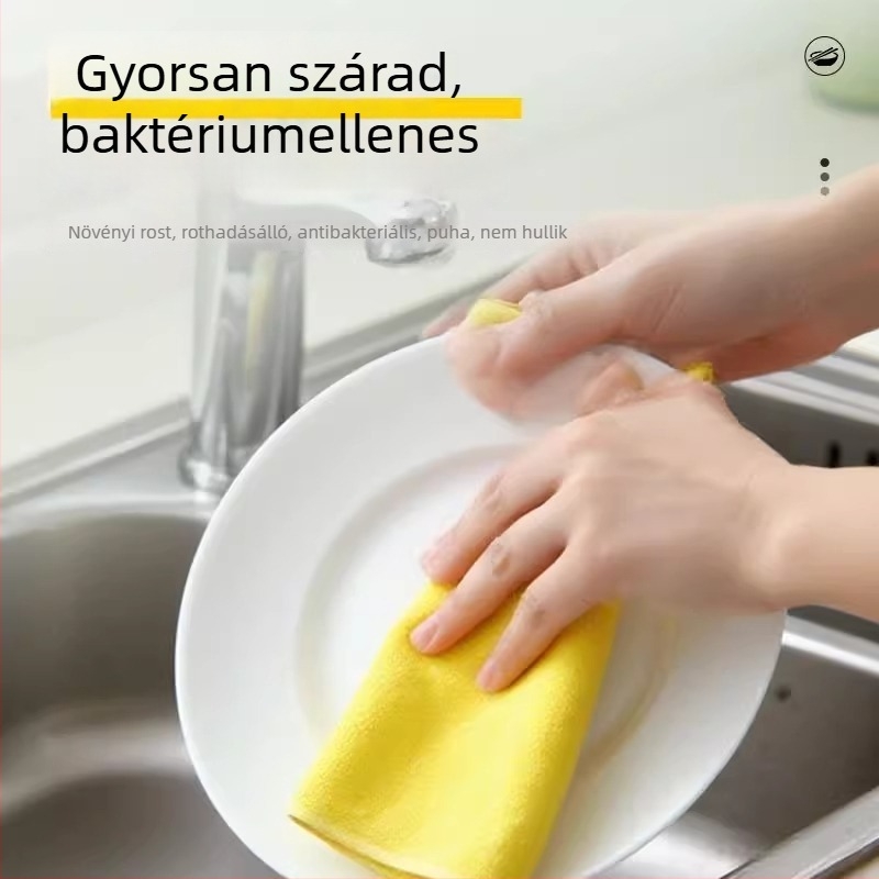 Sárga növényi rostból készült edénytisztító rongy, vastag, konyhai tisztításra