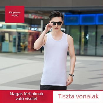 Férfiaknak készült magas méretű nyári vékony pamut ujjatlan mellény, varrat nélküli, mindennapi viselet 2316