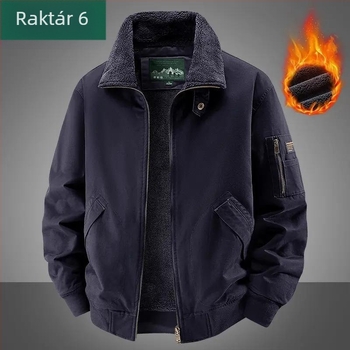 Férfi téli kültéri pamut dzseki fleece-béléssel, vastag, szélálló és meleg