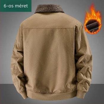 Férfi téli kültéri pamut dzseki fleece-béléssel, vastag, szélálló és meleg