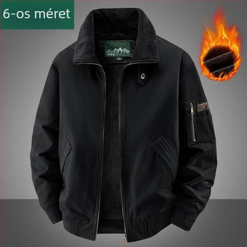 Férfi téli kültéri pamut dzseki fleece-béléssel, vastag, szélálló és meleg