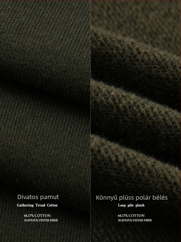 Férfi kapucnis pulóver dupla cipzárral, egyszínű, batwing ujjú, 365 g, retro kardigán kabát