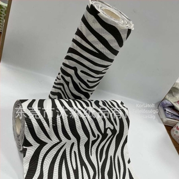 Zebra mintás konyhai eldobható rongy, 23x23 cm, 2 rétegű, fa rostból, 50 darab