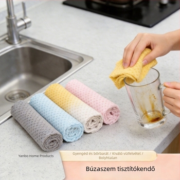 Mikroszálas edény-törlő kendő, szöszmentes, olajálló, nedvszívó, üveghez és felületekhez
