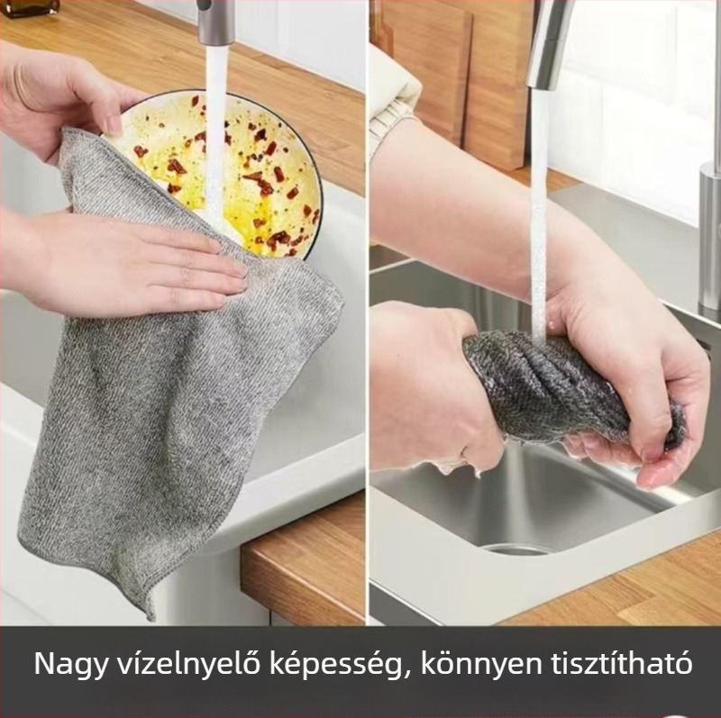 Vastag bambuszaktívált szén konyhai törölköző, olajálló, folteltávolító tisztító kendő