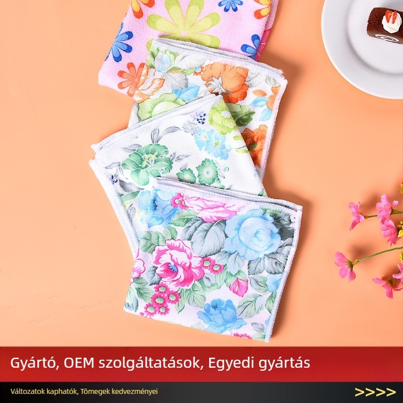 Finom rostú mikroszálas konyhai tisztító kendő, mosogatókendő, szálmentes, kiváló nedvszívó, edények mosogatásához és felületek törléséhez, nyomtatott mintával