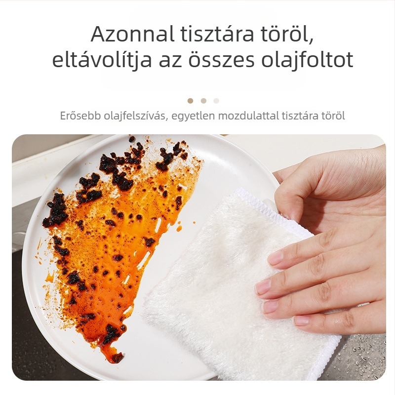 10A antibakteriális fehér, vastag bambusz rostból készült mosogatórongy, nedvszívó és zsírt eltávolító, konyhai törölköző