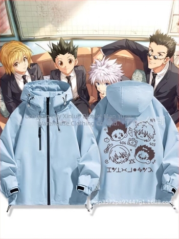 Férfi Killua-ihletésű dzseki Hunter x Hunter alapján, kültéri túrázáshoz, tavasszal és ősszel