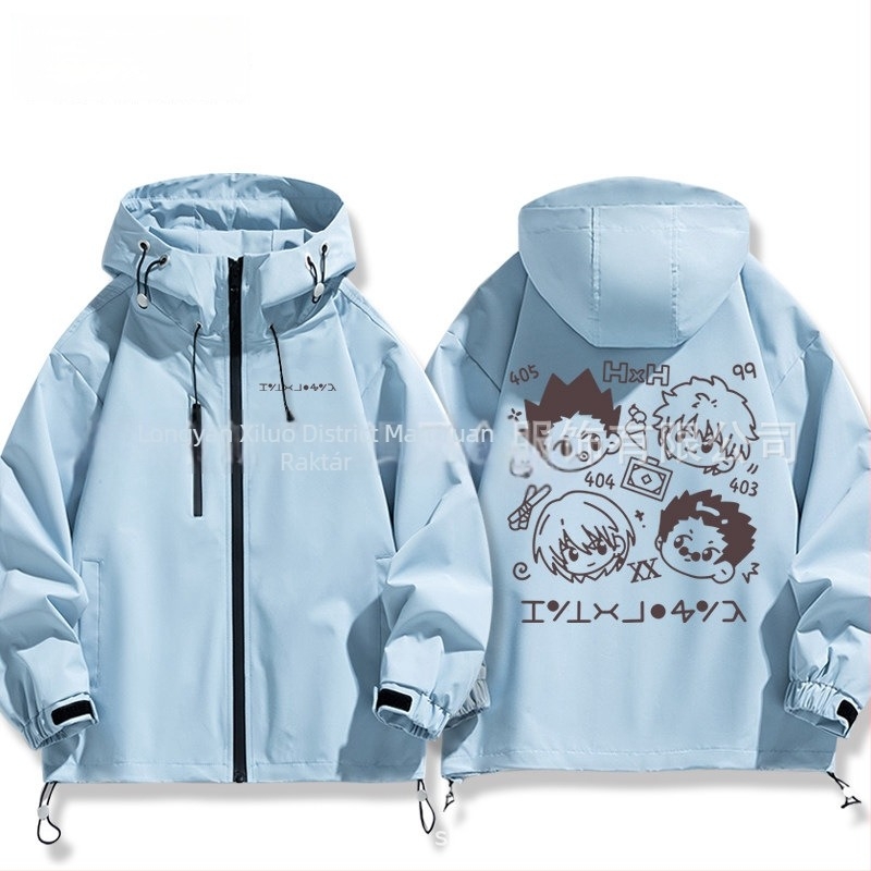 Férfi Killua-ihletésű dzseki Hunter x Hunter alapján, kültéri túrázáshoz, tavasszal és ősszel