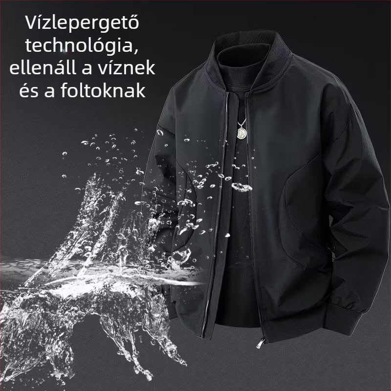 2025-ös új amerikai bomber dzseki férfiaknak, vékony, lazán szabott, állógalléros, cipzáros