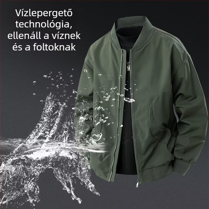 2025-ös új amerikai bomber dzseki férfiaknak, vékony, lazán szabott, állógalléros, cipzáros