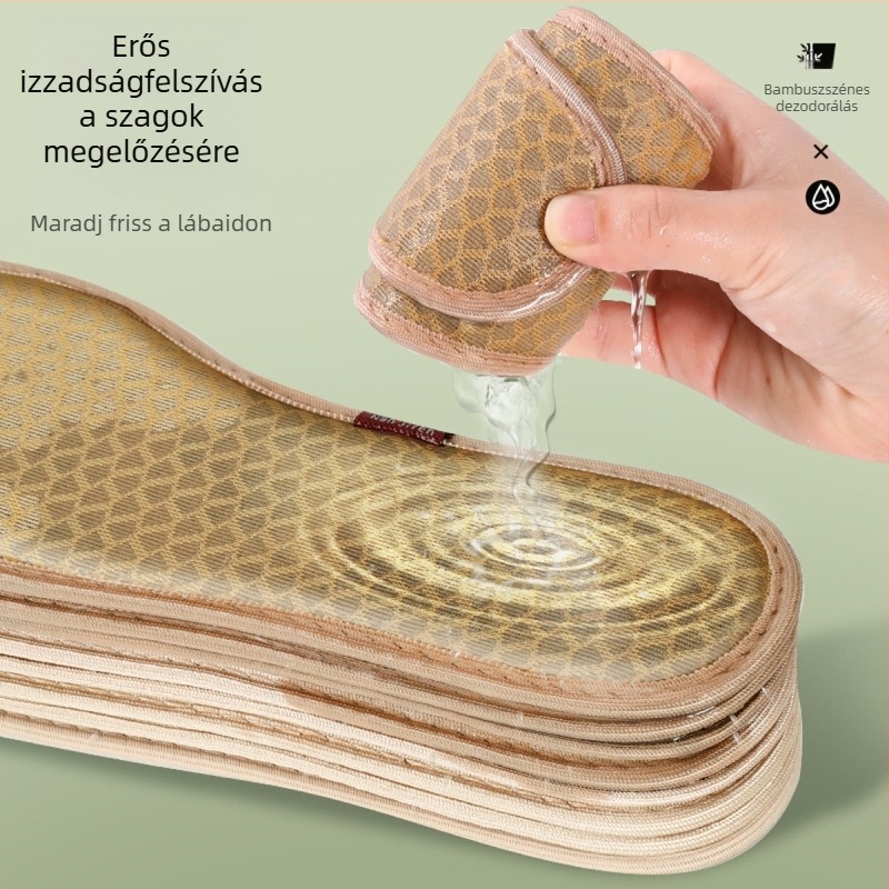 Bambuszszén talpbetét mindennapi cipőkhöz, puha talp, izzadságfelszívó, dezodoráló, légáteresztő, ütéscsillapító
