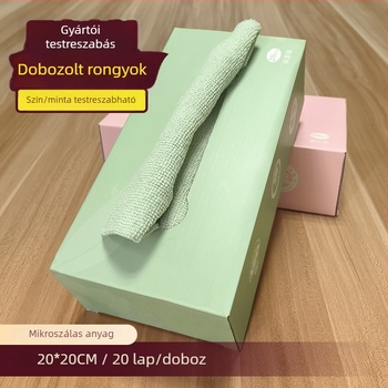 Testreszabható mikroszálas törlőkendő nedves és száraz használatra logóval és mintával, felveszi a vizet és az olajat, nem hullik a szála, dobozos csomagolásban