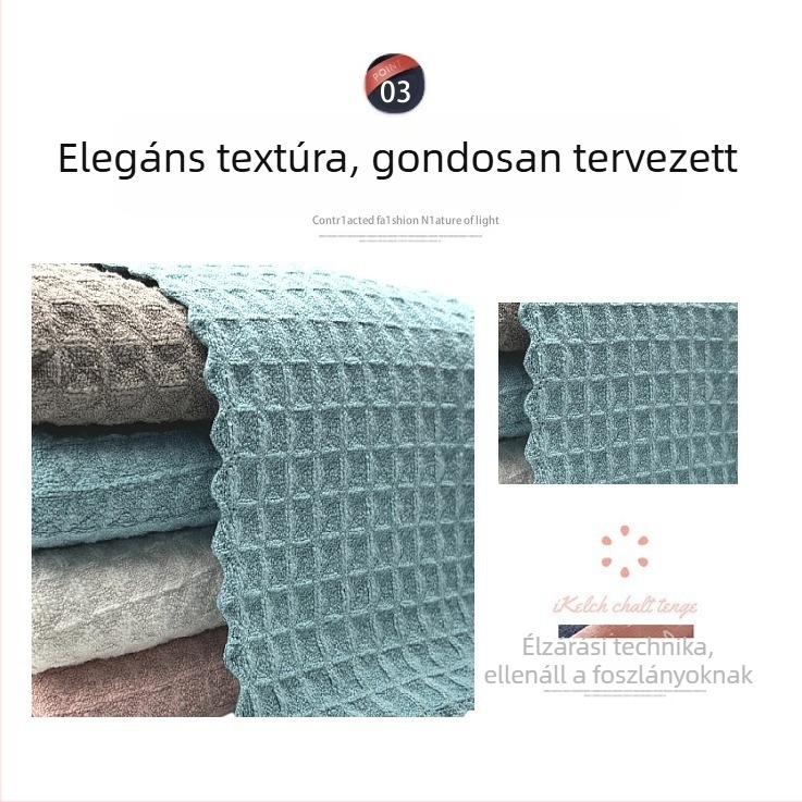 Mikroszálas vafla mintázatú törlőkendő, rendkívül nedvszívó, szöszmentes, konyhai törlőkendő mosogatáshoz