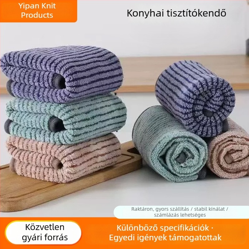 Csíkos mosogatókendő, vastagított, nedvszívó, megerősített szélekkel, olajat nem felszívó, szálmentes, konyhához, testreszabható