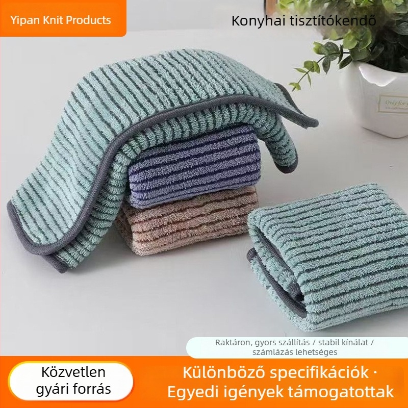 Csíkos mosogatókendő, vastagított, nedvszívó, megerősített szélekkel, olajat nem felszívó, szálmentes, konyhához, testreszabható