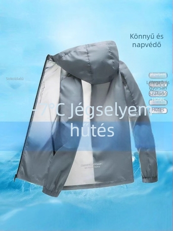 Férfi kapucnis napvédő felső – Ice Silk, hosszú ujjú, szabadtéri horgászat és kerékpározás