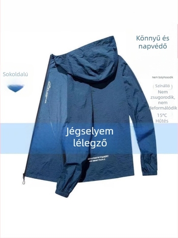 Férfi kapucnis napvédő felső – Ice Silk, hosszú ujjú, szabadtéri horgászat és kerékpározás