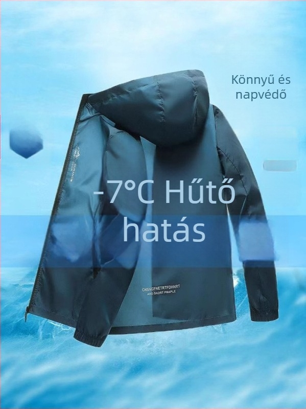 Férfi kapucnis napvédő felső – Ice Silk, hosszú ujjú, szabadtéri horgászat és kerékpározás