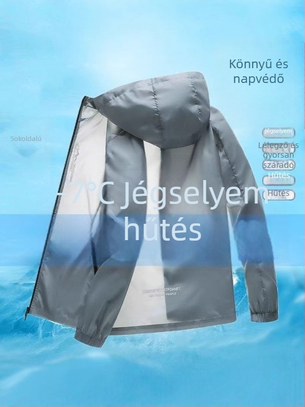 Férfi kapucnis napvédő felső – Ice Silk, hosszú ujjú, szabadtéri horgászat és kerékpározás