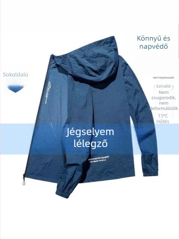 Férfi kapucnis napvédő felső – Ice Silk, hosszú ujjú, szabadtéri horgászat és kerékpározás