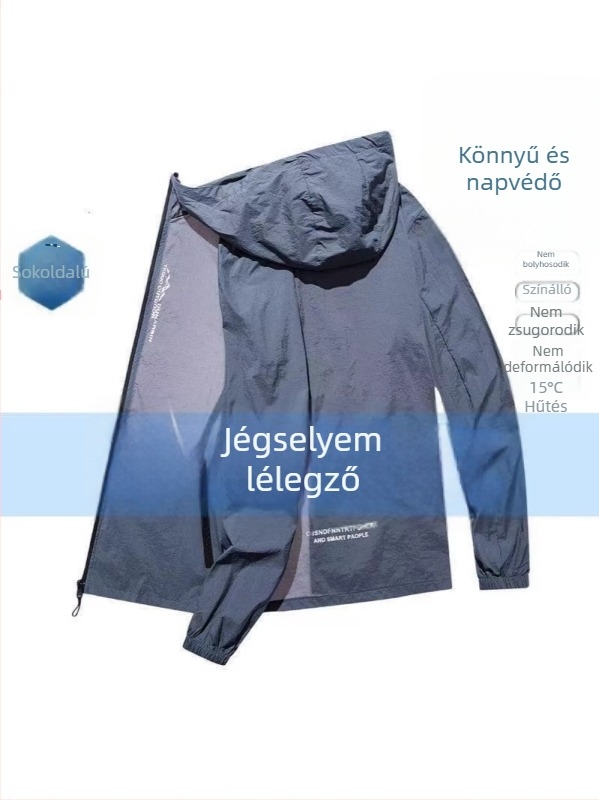 Férfi kapucnis napvédő felső – Ice Silk, hosszú ujjú, szabadtéri horgászat és kerékpározás