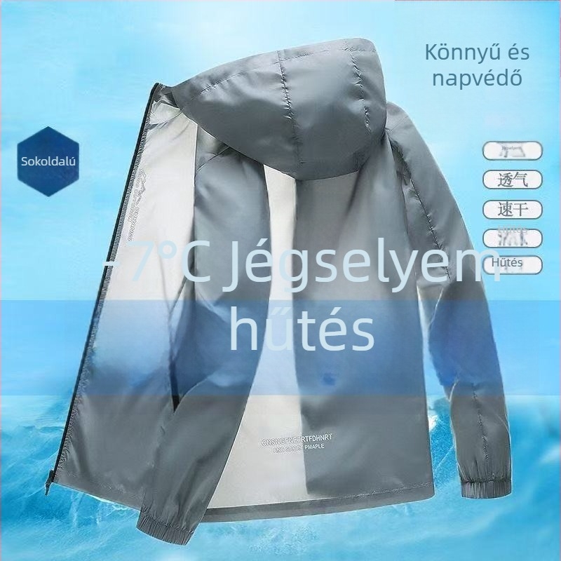 Férfi kapucnis napvédő felső – Ice Silk, hosszú ujjú, szabadtéri horgászat és kerékpározás