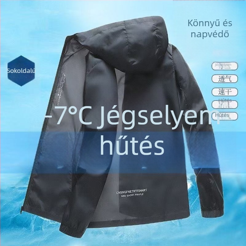 Férfi kapucnis napvédő felső – Ice Silk, hosszú ujjú, szabadtéri horgászat és kerékpározás