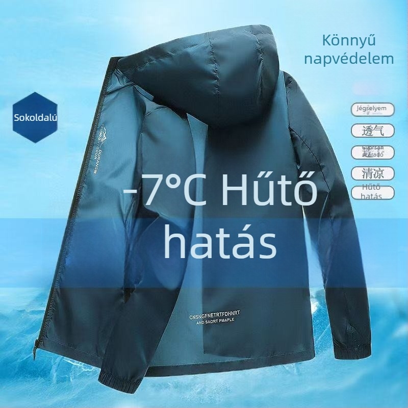 Férfi kapucnis napvédő felső – Ice Silk, hosszú ujjú, szabadtéri horgászat és kerékpározás