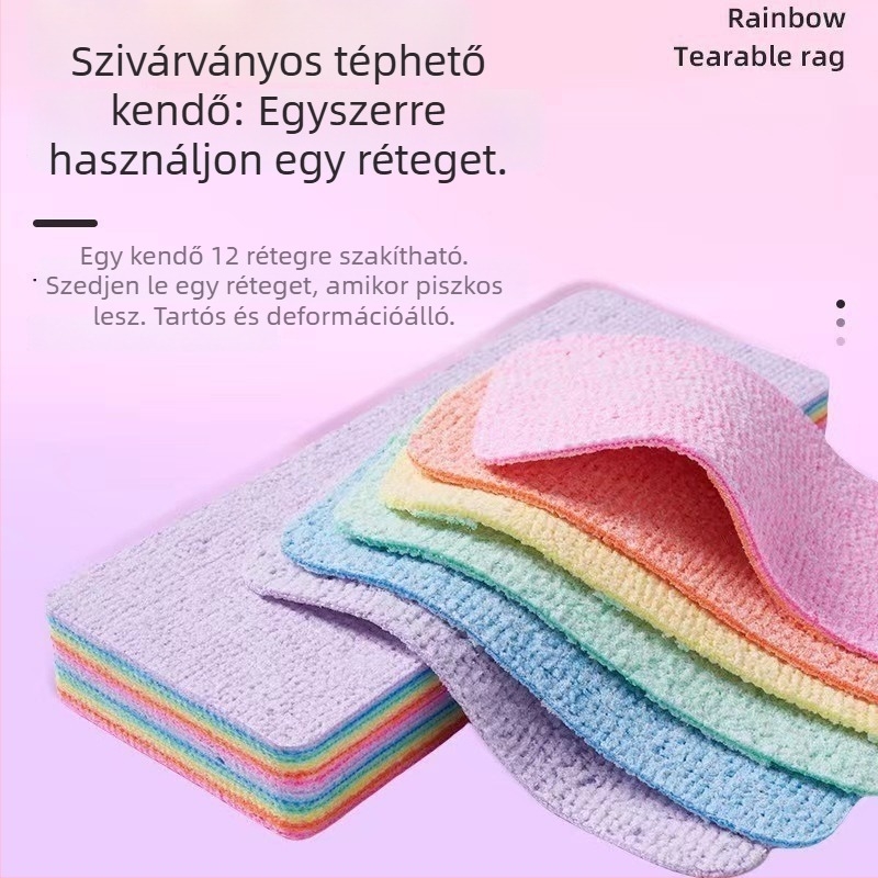Téphető, 12 rétegű szivárványos konyharuha, olajat eltávolít, rendkívül nedvszívó, bolyhosodásmentes, méret 12 x 7 cm