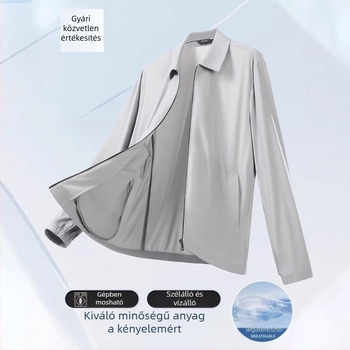 Férfi nyári ultra vékony üzleti dzseki napsugár elleni védelemmel, Ice Silk anyag, hétköznapi külsőruha