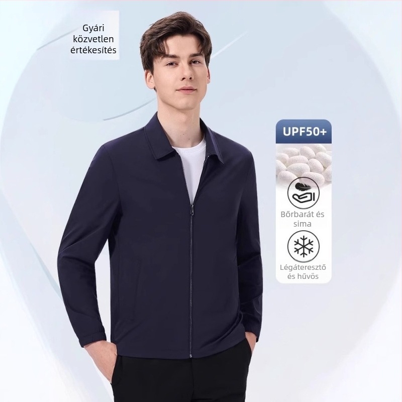 Férfi nyári ultra vékony üzleti dzseki napsugár elleni védelemmel, Ice Silk anyag, hétköznapi külsőruha