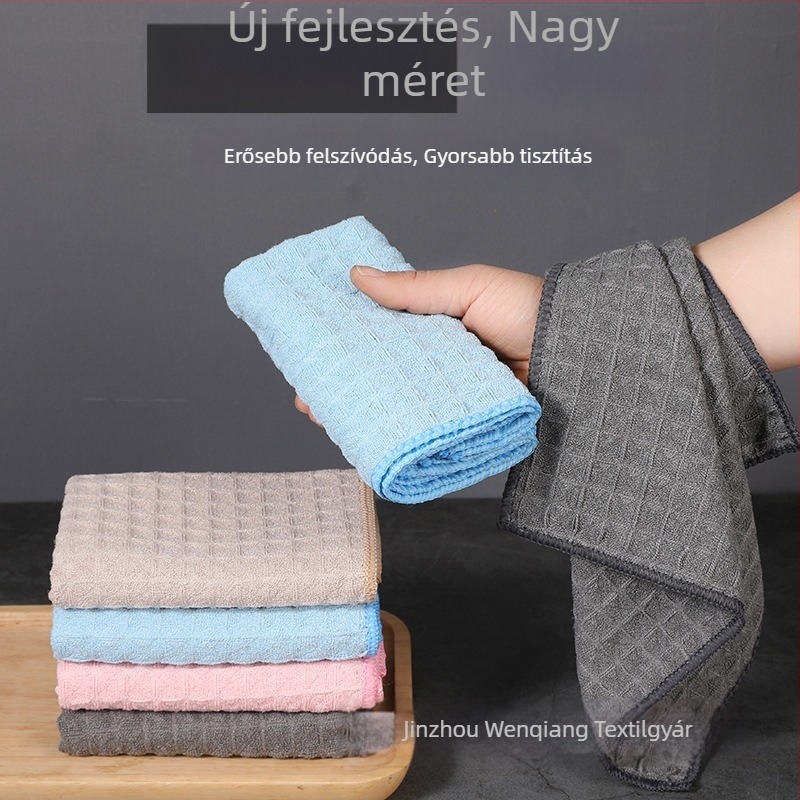 Gofrizált mintázatú mikroszálas tisztító kendő, vastagított nagy méret, nedvszívó, foltmentes tisztításra üveghez és a konyhához