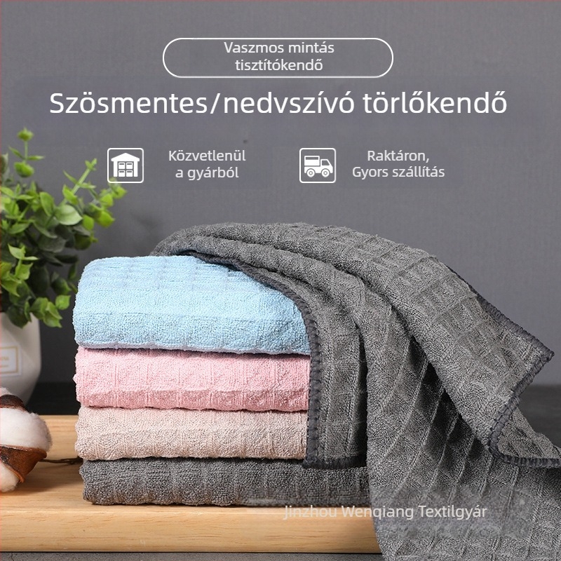Gofrizált mintázatú mikroszálas tisztító kendő, vastagított nagy méret, nedvszívó, foltmentes tisztításra üveghez és a konyhához