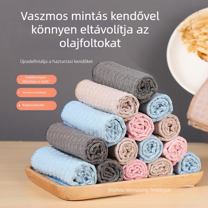 Gofrizált mintázatú mikroszálas tisztító kendő, vastagított nagy méret, nedvszívó, foltmentes tisztításra üveghez és a konyhához
