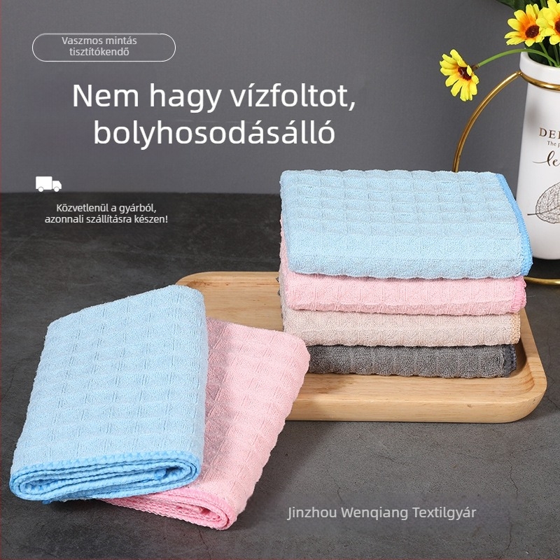 Gofrizált mintázatú mikroszálas tisztító kendő, vastagított nagy méret, nedvszívó, foltmentes tisztításra üveghez és a konyhához