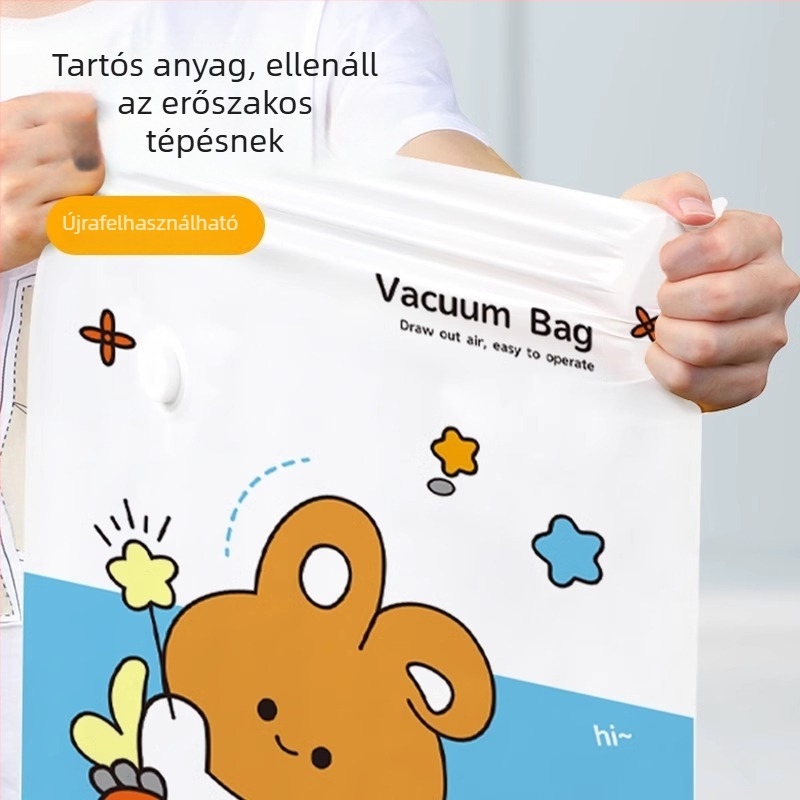 Vákuumos tömörítő tasak ruhákhoz, paplanokhoz és párnákhoz, újrahasználható tárolózsák diákok poggyászához, 2m