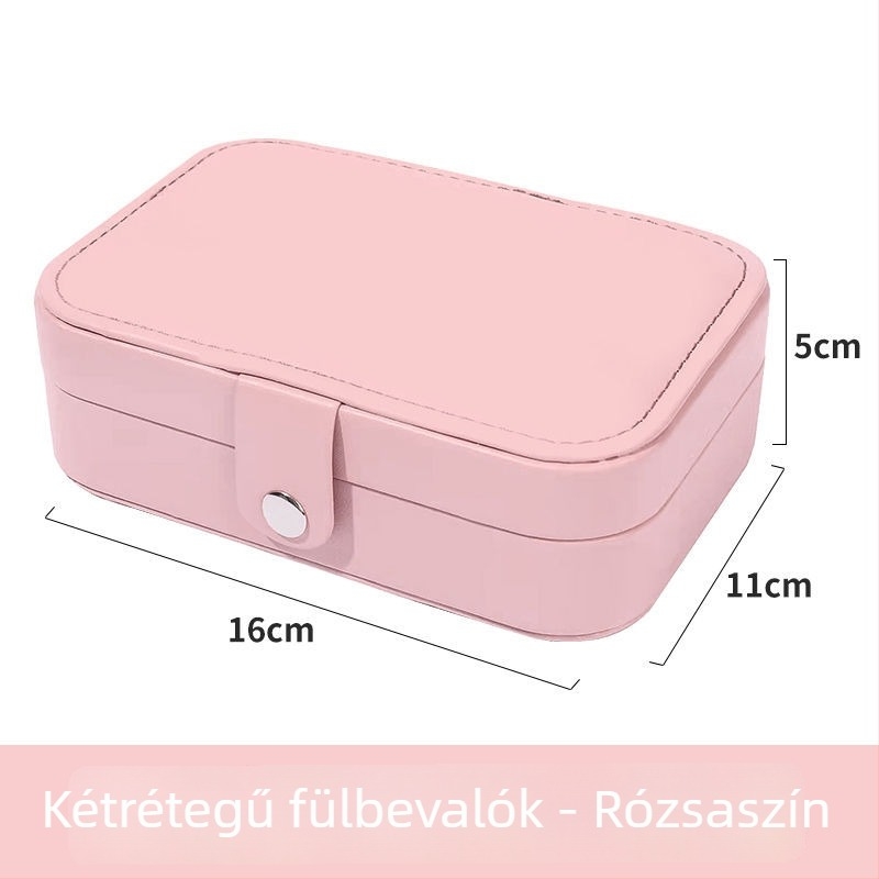 Bőr ékszer tároló leválasztható fülbevaló, gyűrű és nyaklánc kiállítóval – asztali szervező
