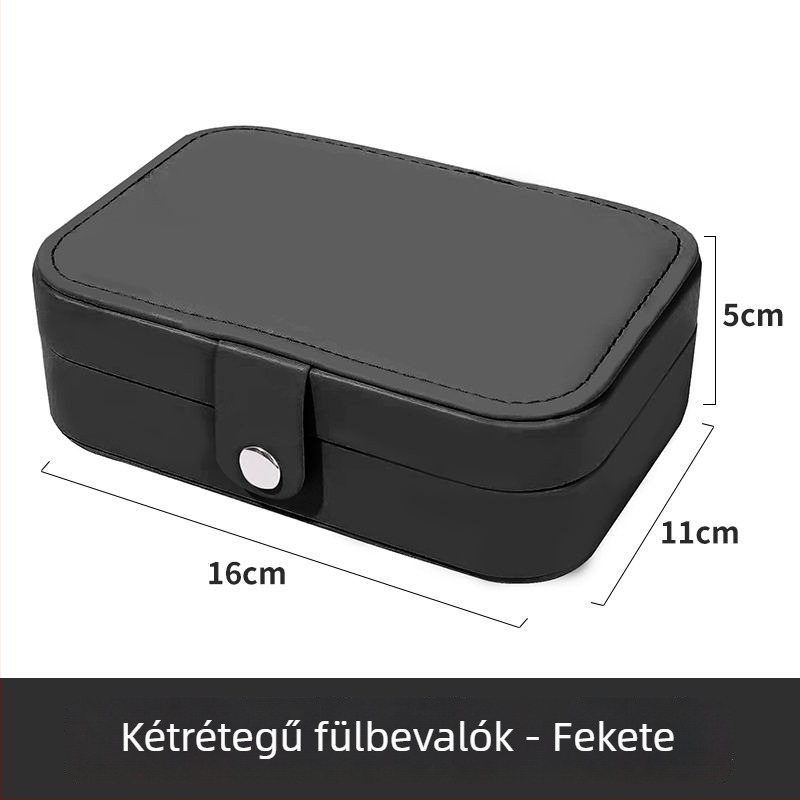 Bőr ékszer tároló leválasztható fülbevaló, gyűrű és nyaklánc kiállítóval – asztali szervező