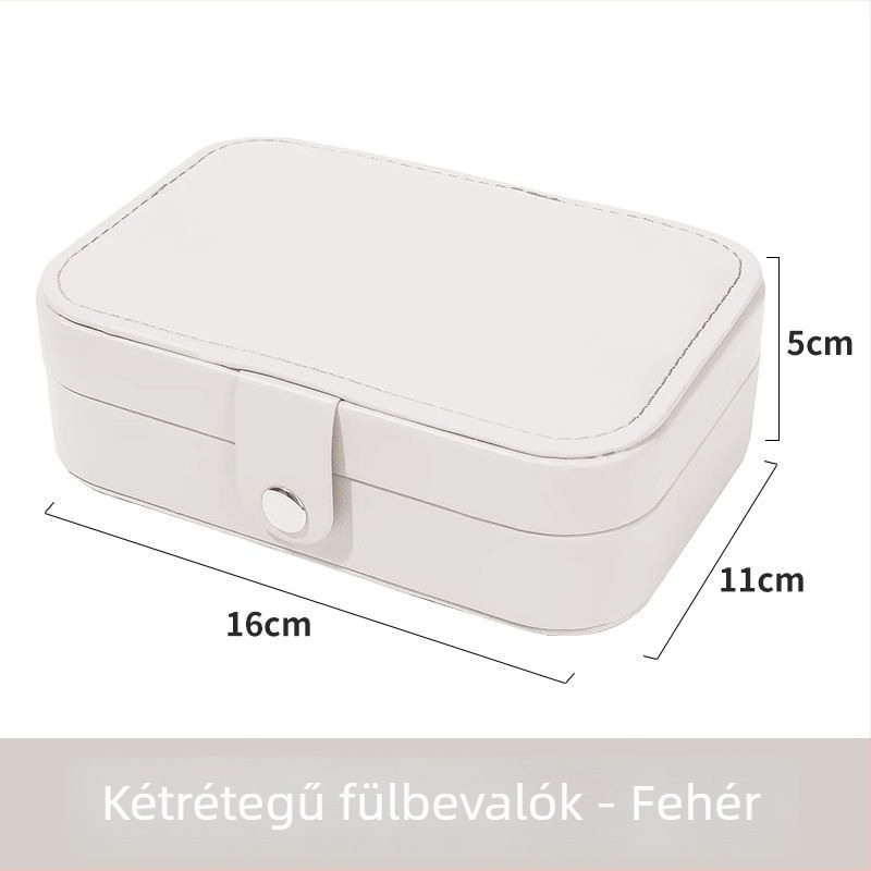 Bőr ékszer tároló leválasztható fülbevaló, gyűrű és nyaklánc kiállítóval – asztali szervező