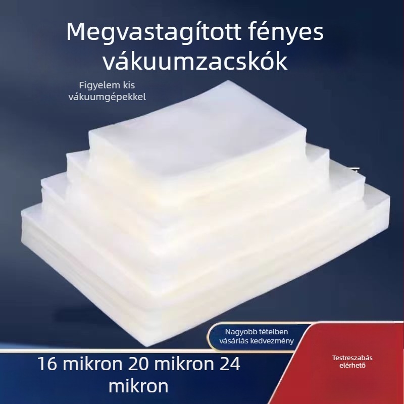 Vastag, fényes élelmiszer vákuumcsomagoló tasak, 20 µm, 24, átlátszó tömő taska, műanyag frissességmegőrzésére, nagykereskedelem