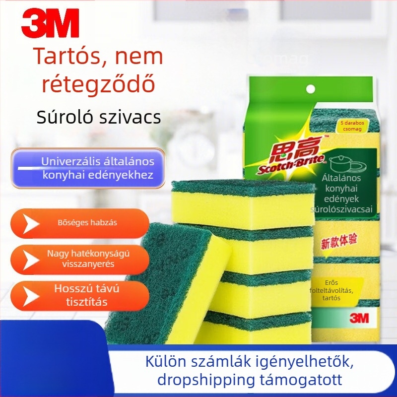Konyhai súroló szivacs abrazív réteggel, mosogatáshoz