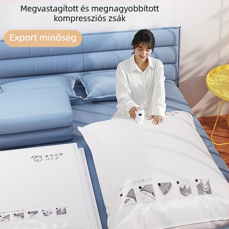 Vastagított vákuum-tömörítő tasak otthoni tároláshoz – paplanok, ruhák és latex matrac tárolására