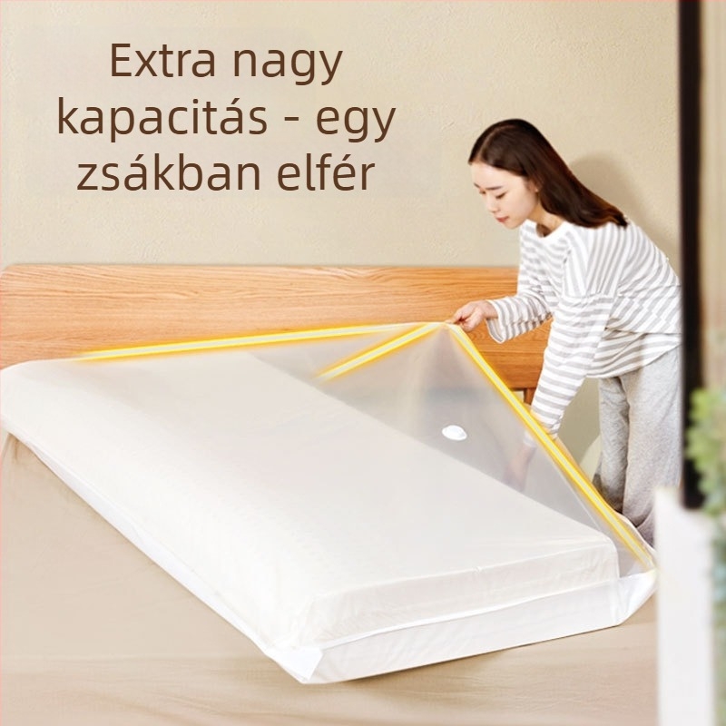 Vastagított vákuum-tömörítő tasak otthoni tároláshoz – paplanok, ruhák és latex matrac tárolására