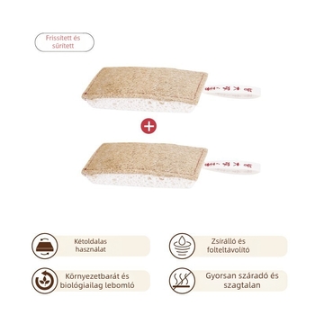 Vastagított mosogatószivacs luffa cellulózrosttal; nedvszívó tisztító kendő zsírok eltávolításához