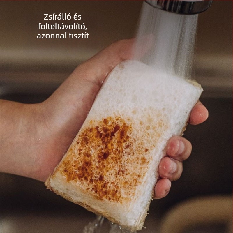 Vastagított mosogatószivacs luffa cellulózrosttal; nedvszívó tisztító kendő zsírok eltávolításához
