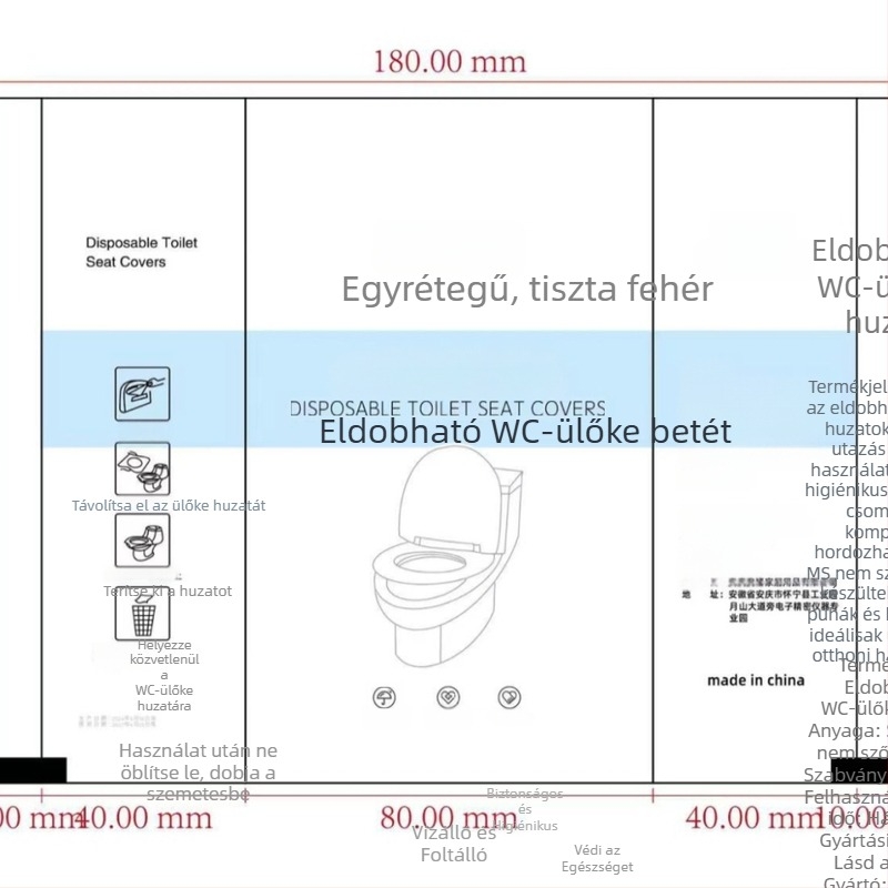 Egyszer használatos vécéülőke párna nemszövött anyagból – higiénikus, szülés utáni nőknek, utazásokhoz és szállodákhoz, egyedi csomagolás