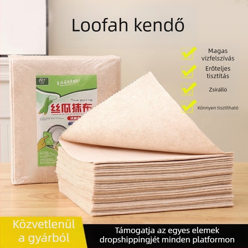 Háztartási luffa tisztító kendő, vastagított kivitel, zsírtalanító, egyszerű mosogatáshoz, nedvszívó, konyhai tisztításra, rostos tisztítás